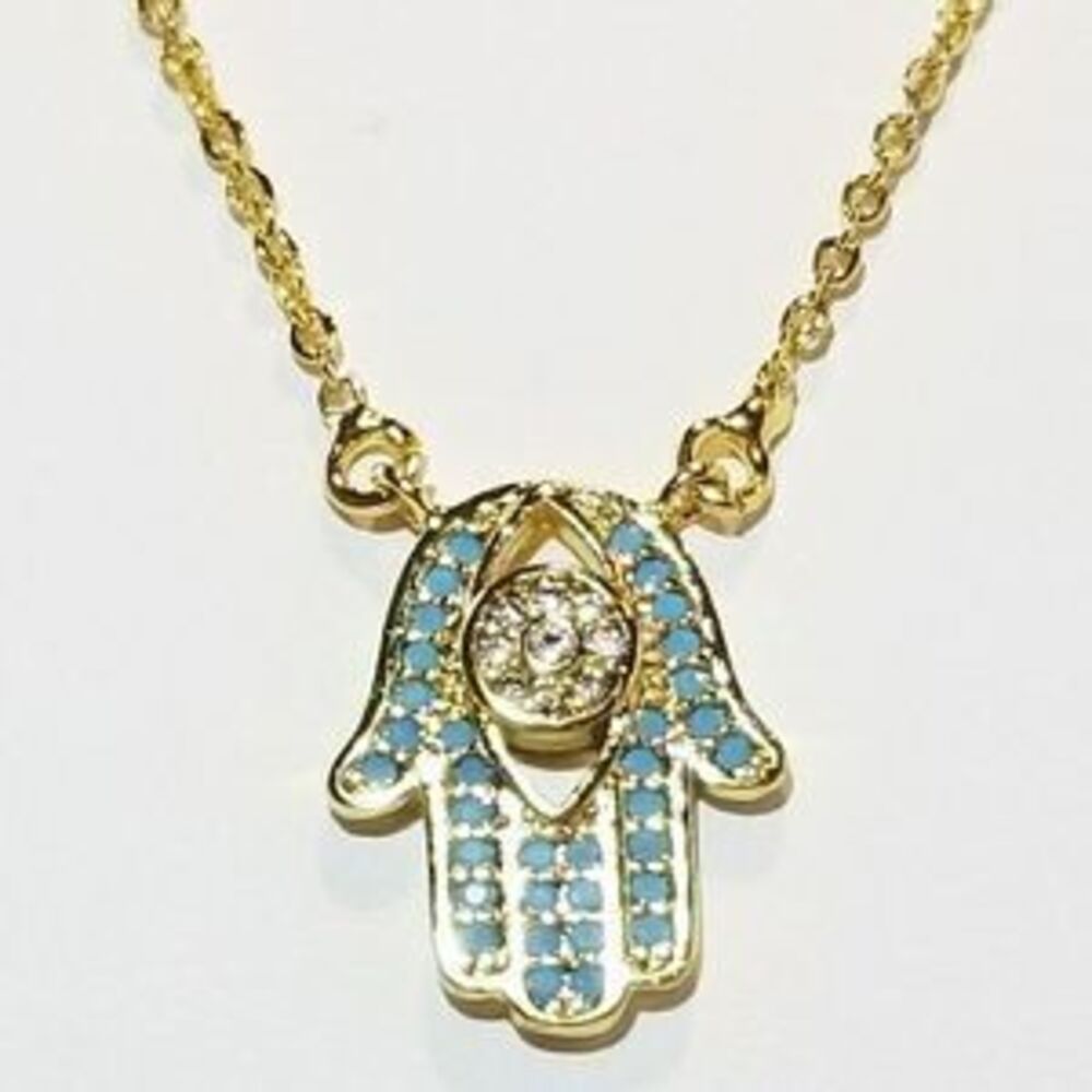 Dainty Hamsa Pave CZ Necklace NEW